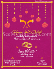 Pink Theme Golden Rings With Shehnai And Floral Moving Animated Engagement Traditional Save The Date Gif