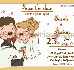 The Love Laugh Live Together - Christian Modern Theme Cartoon Laughing Couple Animated Falling Petal Save The Date Gif