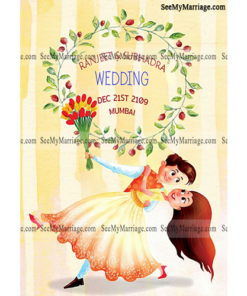 Hum Tum Water Colored Theme With Dancing Love Couple Characters Decorated With Roses