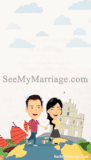 Together We Walk Around The World - Love Theme Cartoon Couple Walking, Earth Revolving Animated Save The Date Gif