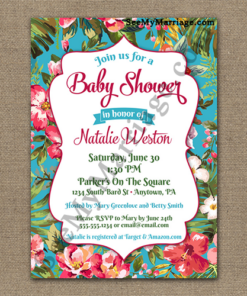 A Little Miracle Floral Theme Background Vintage Baby Shower Invitation Card