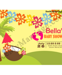 Luau Aloha Water Colored Hawaii Beach Theme Baby Shower Invite Whatsapp E-card