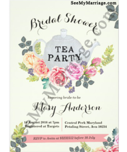 Love This Sweet Tea Garden Theme Floral Background Tea Party Baby Shower Invitation Card