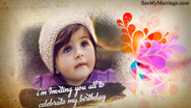 Flourish Splatter Ink Reveal Pink And Orange Theme Baby Birthday Invitation Video With Revealing Watercolor Florals With Pics | ID: 11474