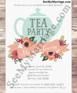 High Tea Get Together Party Theme Baby Shower Invitation Card