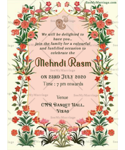 Simple Floral Mehndi Rasm Modern Decorative Unique Whatsapp Card