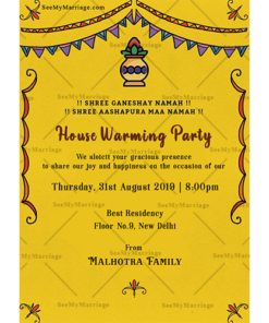 Griha Pravesh Traditional Decorative Kalash Whatsapp Invitation Card