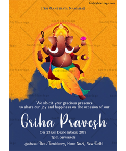 Ganesha Theme Griha Pravesh Whatsapp Invitation Card