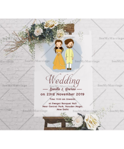 Floral Bookeh Modern Brick Background Rose Floral Whatsapp Wedding Card