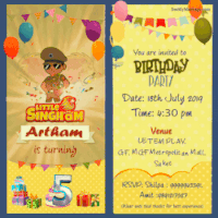 Little Singham Police, Baby Boy Cartoon Animated Theme 5th Birthday Party Celebrations Invitation Gif
