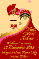 Rajasthani Raja, Rani Red Theme Cartoon Couple Save The Date Gif With Floral Falling, Mustache Highlighting Animation