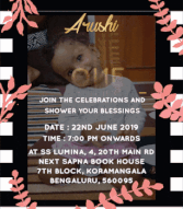 Black And White Retro Theme Golden Text Animated Unique 1st Birthday Save The Date Invitation Gif With Pink Leaves