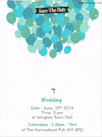 Green Color Save The Date Balloons Theme Cartoon Gif With White Background
