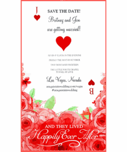 Jack And The Queen - Roses Red Playing Cards Theme Wedding Save The Date Card