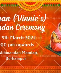 A Red Traditional Ganesha Theme Mundan Ceremony Invitation | ID: 11554