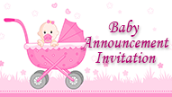 Pink Theme Baby Girl Announcement Invitation | ID: 11570