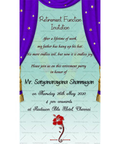 Blue Theme Tamil Invitation Card For Retirement Function