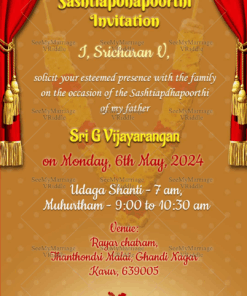 Red Theme Traditional Retirement Invitation Card With Ganesha Picture