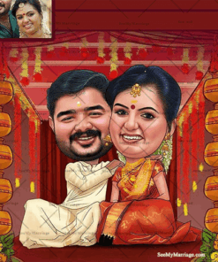 The Nischayam - Kerala Nair Theme Caricature Wedding Invitation Ecard