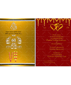 Golden, Red Theme Elegant, Traditional North Indian 60th Anniversary Card For Whatsapp