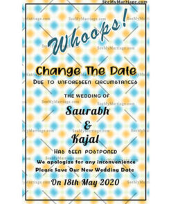 Date Change Update Card For Parties, Occasions With English Wordings