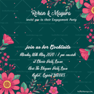 Couple Cycling Theme Cartoon Floral Decorated Engagement Gif Invitation For Whatsapp