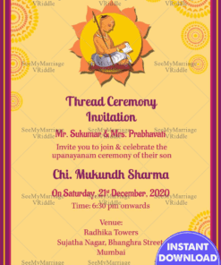 Subha Upanayanam Traditional Gold Andf Cream Theme Ecard