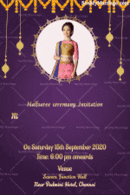 Pushpalankarana Samskaram Violet Theme Traditionally Decorated Tamil Style Halfsaree Ceremony Invitation Gif