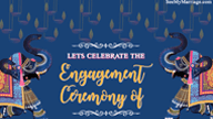 The Ultimate Bonding Royal Elephant Theme Engagement Invitation Video In Royal Blue Background With Animated Sagai Couple And R | ID: 11584