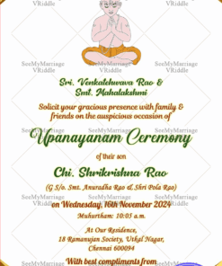 Golden Theme Upanayanam Invitation Whatsapp Card