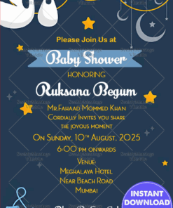 Blessed By Allah Muslim Baby Announcement Invitation Card