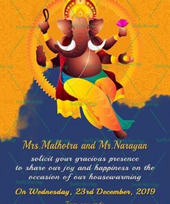 Ganesha Theme Housewarming Card For Whatsapp
