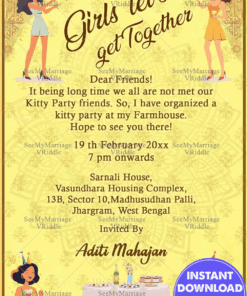 Girls Let's Get Together Women Kitty Party Invitation Card