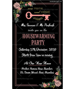 Modern Black Theme Floral Housewarming E-card Invite