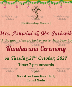 Tamil Traditional banana Background Naming Ceremony E Card