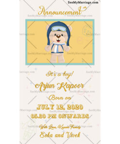 Teddy Bear Theme Baby Announcement Card