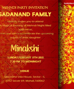 Traditional Mandala Theme Mehndi Party Invitation Card