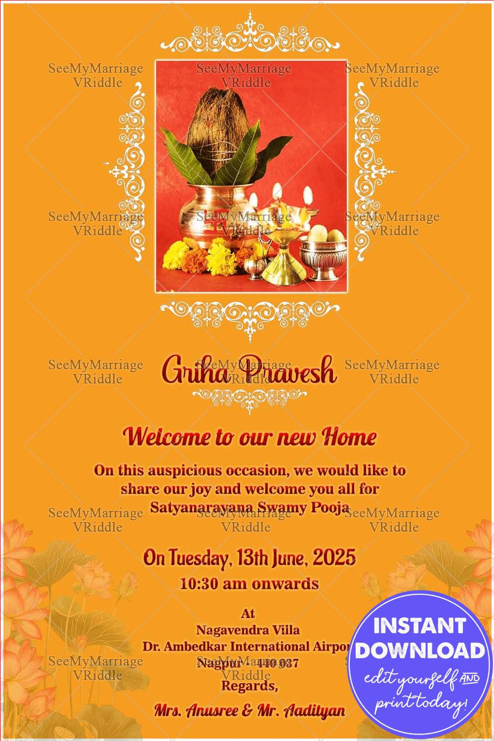Traditional Theme Housewarming Invitation Card