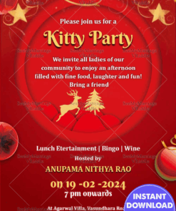 Christmas Kitty Season - Kitty Party Invitation Card