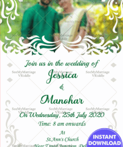 Cream And White Tamil Christian Wedding Invitation Card