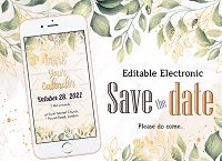 Golden Wedding Floral Animated Save The Date Invitation Video