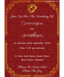Red Theme Traditional Kerala Christian Wedding Invitation Card
