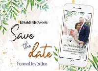 My Heart Is Flying White Background With Animated Green Leaves Theme Save The Date Video | ID: 11644