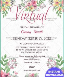 A Beautiful Bridal Ceremony Virtual Bridal Shower Invitation Card