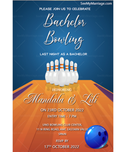 Bachelor Party Bowling Card Automation Card Blue Verson