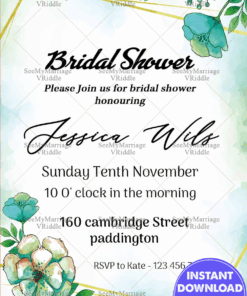 Green Floral Theme Bridal Shower Invitation Card