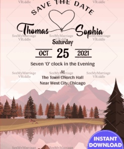 Lake And Mountains Wedding Save The Date Ecard