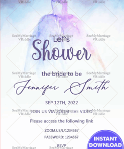 Lets Shower Blue Theme White Background Bridal Shower Card