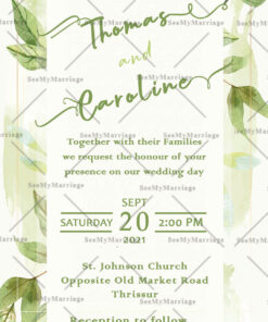 Nischayam Wedding Invitation Video Gif In Green Theme Leafs Background