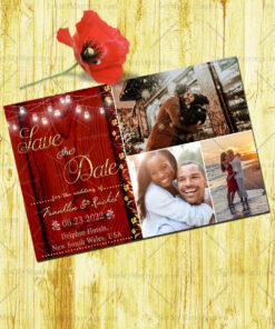 Golden Wood Theme Wedding Save The Date E-card